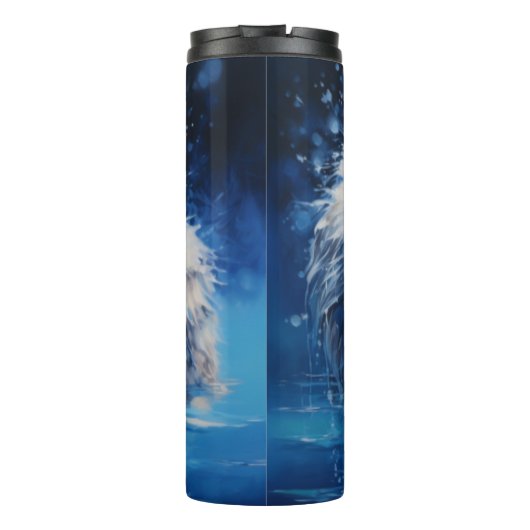 Moderner Winterwolf - Tier für Wasserfarben Thermosbecher (Rückseite)