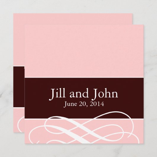 Moderner Wirbel, der Einladungen weiches rosa (Vorne/Hinten)