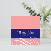 Moderner Wirbel, der Einladungs-korallenrotes Einladung (Stehend Vorderseite)