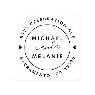 Moderner Wirbel, der ringsum Rücksendeadresse Gummistempel