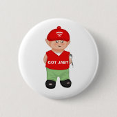 Moderner witziger Jabbed-Cartoon Button (Vorderseite)