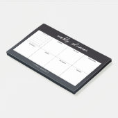 Moderner wöchentlicher Schwarzweiss-Planer Post-it Klebezettel (angewinkelt)