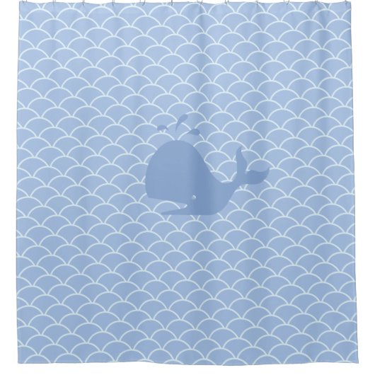 Moderner Wondrous Blauer Whale Duschvorhang (Vorderseite)