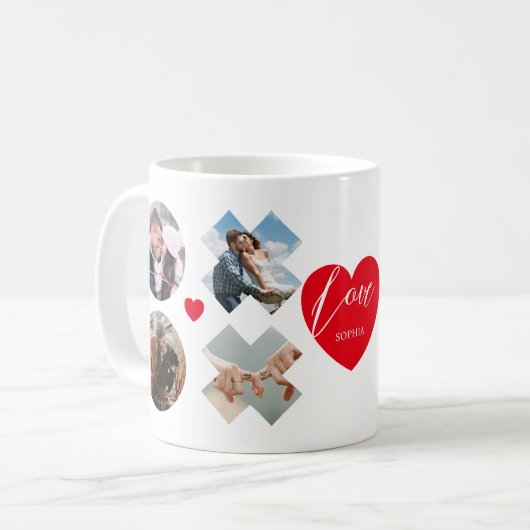 Moderner Xoxo Foto Liebe individuelle Name Text Kaffeetasse (Vorderseite Links)