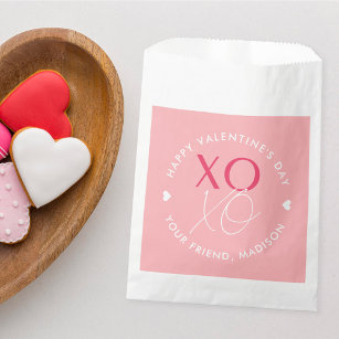 Moderner XOXO Personalisierter Valentinstag pink Geschenktütchen