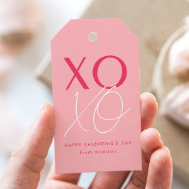 Moderner XOXO Rosa Valentinstag Geschenkanhänger