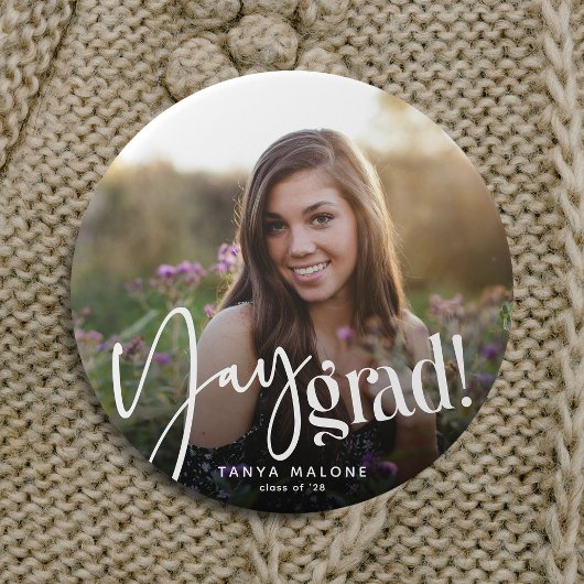 Moderner Yay Grad' Custom Graduate Foto Abschluss Button