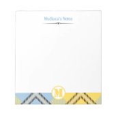 Moderner Yellow Blue Tartan Monogram Script Name Notizblock (Vorderseite)