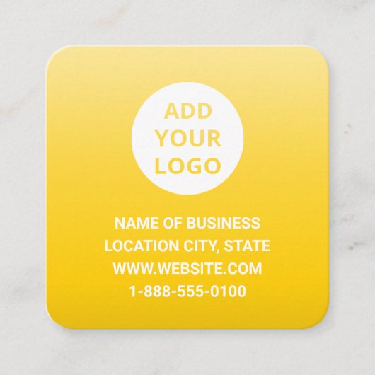 Moderner Yellow Ombre Gradient Custom Logo QR Code Quadratische Visitenkarte (Vorderseite)