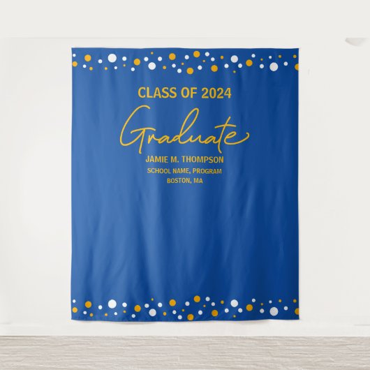 Moderner Yellow Orange Blue Graduate Abschluss Wandteppich (Vorderseite)