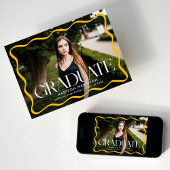 Moderner Yellow Wavy Frame Graduate Foto Abschluss Ankündigung