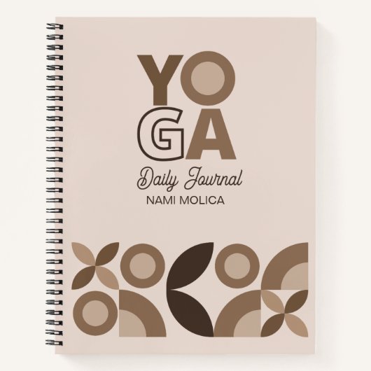 Moderner Yoga in Beige Brown Geometric Pattern Notizblock (Vorderseite)