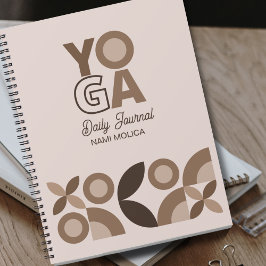 Moderner Yoga in Beige Brown Geometric Pattern Notizblock