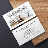 Moderner Yoga-Lehrer für Foto Typografie Visitenkarte