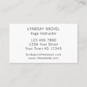 Moderner Yoga-Lehrer für Sonnenblumen Visitenkarte (Rückseite)