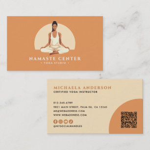 Moderner Yoga/Mindfulness-Lotus-Sitz-Socials QR-Co Visitenkarte