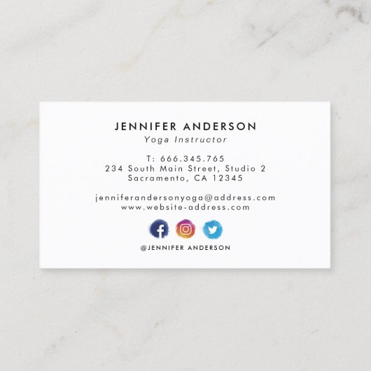 Moderner Yoga-Trainer Visitenkarte (Rückseite)