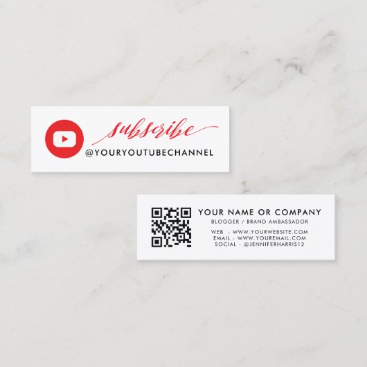 Moderner YouTube Qr Code Mini Visitenkarte (Vorne/Hinten)