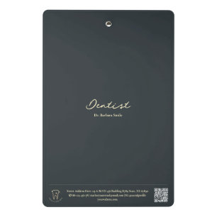 Moderner Zahnarzt Gold Tooth Dark Blue Gray Mini Klemmbrett