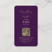 Moderner Zahnarzt Lila Gold Monogram Orthodontist Visitenkarte (Rückseite)