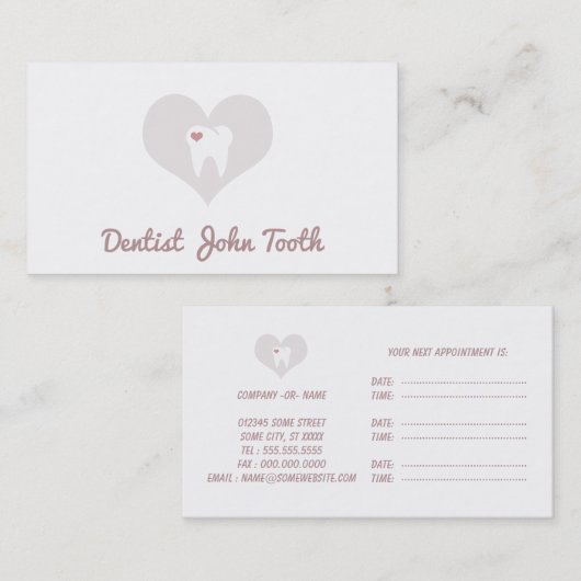 Moderner Zahnarzt-weiße Zahn-Logo-Visitenkarte Terminkarte (Vorne/Hinten)