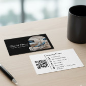 Moderner Zahnklinik-QR-Code schwarz-weiß Visitenkarte