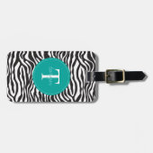 Moderner Zebra-Monogramm-Gepäckanhänger Gepäckanhänger (Vorderseite horizontal)