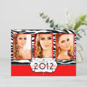 Moderner Zebrastreifen Abschluss Einladung (Stehend Vorderseite)