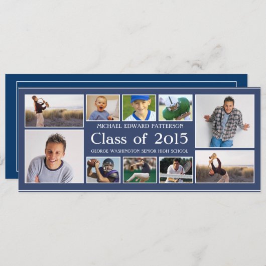 Moderner zehn Foto-Collagen-Abschluss Announcment Einladung (Vorne/Hinten)