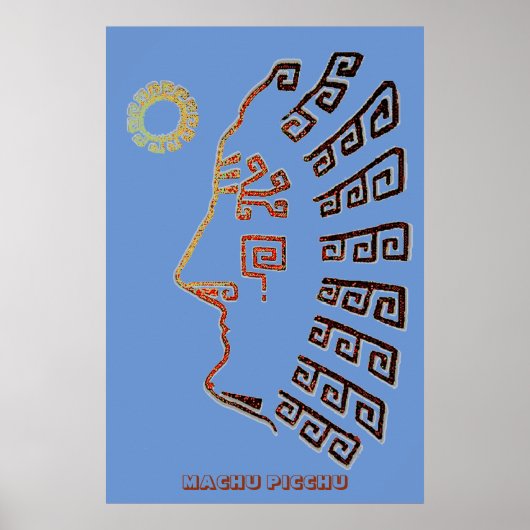 Moderner Zeichn von Machu Picchu Poster (Vorne)