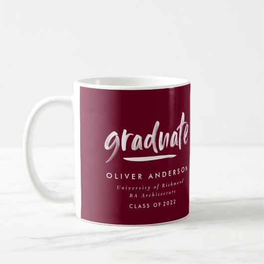 Moderner zeitgenössischer Script-burgundy-Abschlus Kaffeetasse (Links)