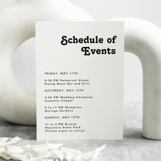 Moderner Zeitplan für die Retrobrierung Begleitkarte