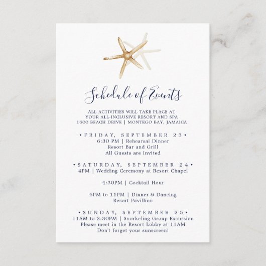 Moderner Zeitplan für Nautic Starfish Veranstaltun Begleitkarte (Vorderseite)