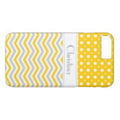 Moderner Zickzack, grauer, weißer und polkischer P Case-Mate iPhone Hülle (Rückseite (Horizontal))