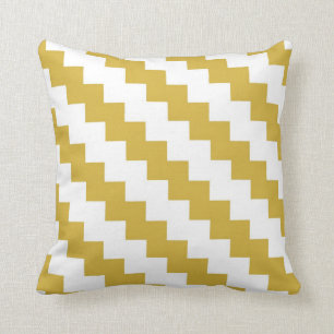 Moderner Zickzack im Senf und im Weiß Kissen