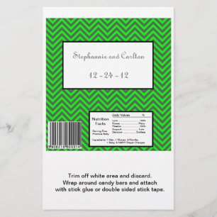 Moderner Zickzack Neon Green/Gray Candy Wrapper