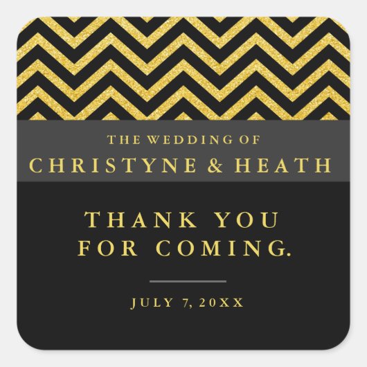 Moderner Zickzack Schwarz & Gold Sticker (Vorderseite)