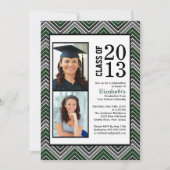 Moderner Zickzack Stripes-Foto Abschluss Einladung (Vorderseite)