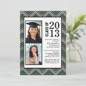 Moderner Zickzack Stripes-Foto Abschluss Einladung (Stehend Vorderseite)