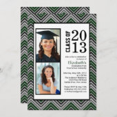 Moderner Zickzack Stripes-Foto Abschluss Einladung (Vorne/Hinten)