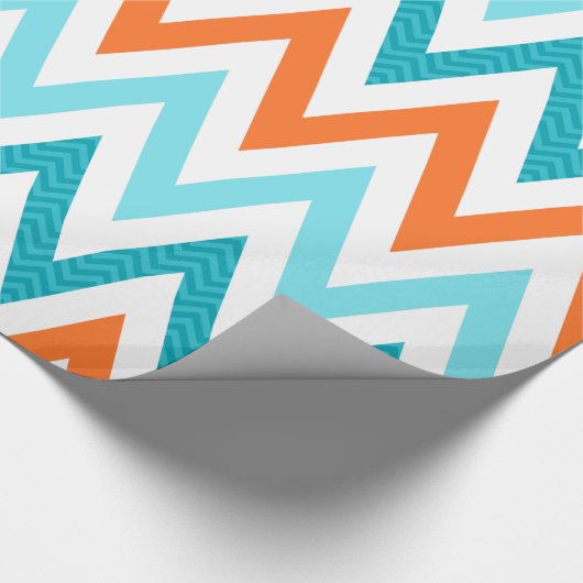 Moderner Zickzack-Zickzack orange Aqua-Blau-Muster Geschenkpapier (Ecke)