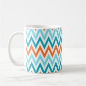 Moderner Zickzack-Zickzack orange Aqua-Blau-Muster Kaffeetasse (Links)