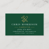 Moderner Zimmermann Green Gold QR Code Visitenkarte (Vorderseite)
