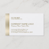 Moderner Zinn-goldener Streifen-Akzent auf Weiß Visitenkarte (Rückseite)