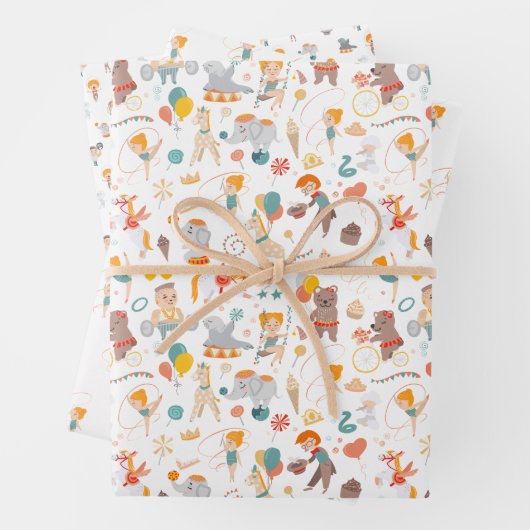 Moderner Zirkusspass Geschenkpapier Set (Beispiel)