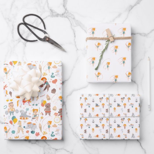Moderner Zirkusspass Geschenkpapier Set (Vorderseite)