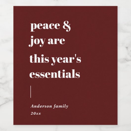 Moderner Zitat Ruhe und Freude Urlaub Weinetikett (Einzelnes Label)