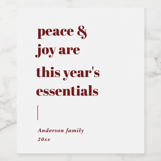 Moderner Zitat Ruhe und Freude Urlaub Weinetikett (Einzelnes Label)