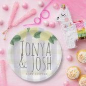 Moderner Zitronenbrecher Gelb Grau Pappteller (Party)