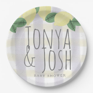 Moderner Zitronenbrecher Gelb Grau Pappteller